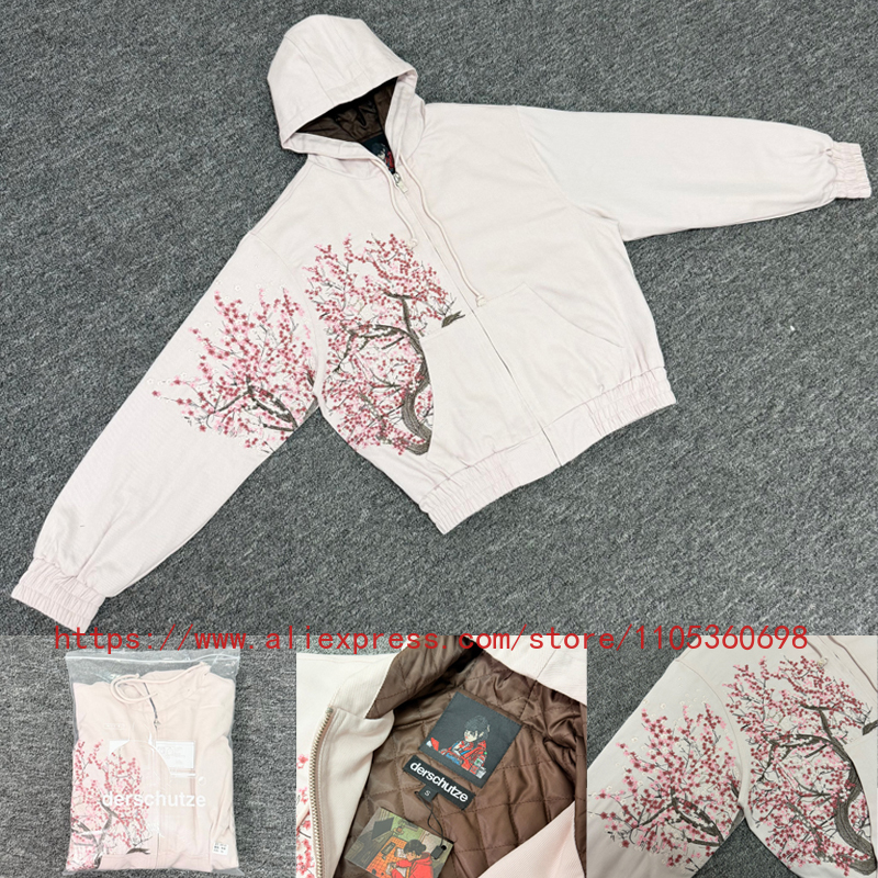 Streetwear Brand With Flower Logo - High-quality American Style Derschutze Jacket Pink